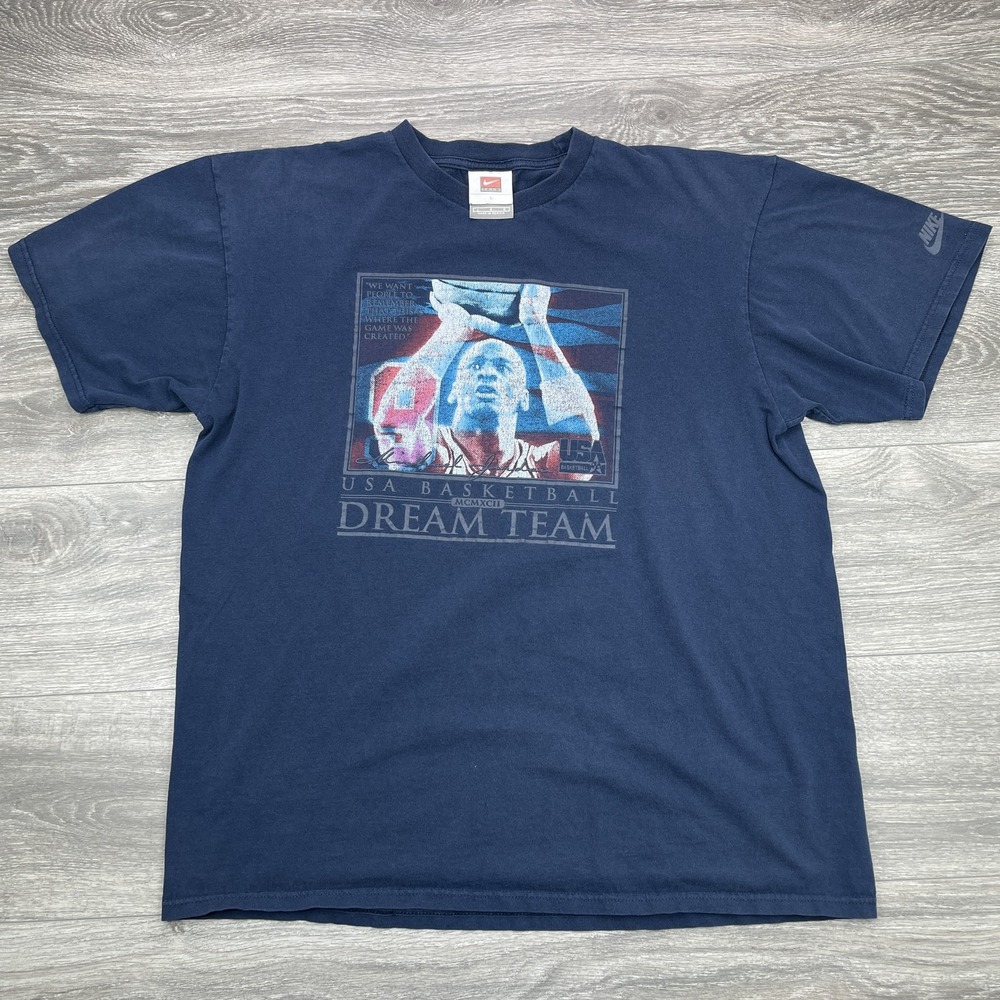 Vintage Nike Team USA Basketball Dream Team Jordan T Shirt Mens Large Blue
